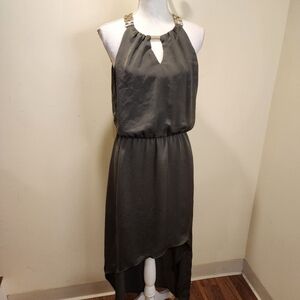 SUZY SHIER Olive Green High Low Sleevesless Cocktail Dress size M